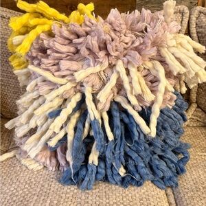 Crate and Barrel Multicolor Shaggy fringe  Throw Pillow